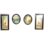 FOUR MID 20TH CENTURY WILDLIFE PICTURE PRINTS WITH ENAMEL FRAME