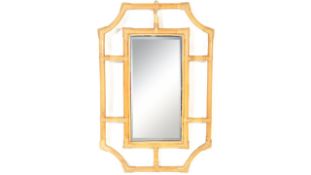 RETRO VINTAGE CIRCA 1970S BAMBOO MIRROR