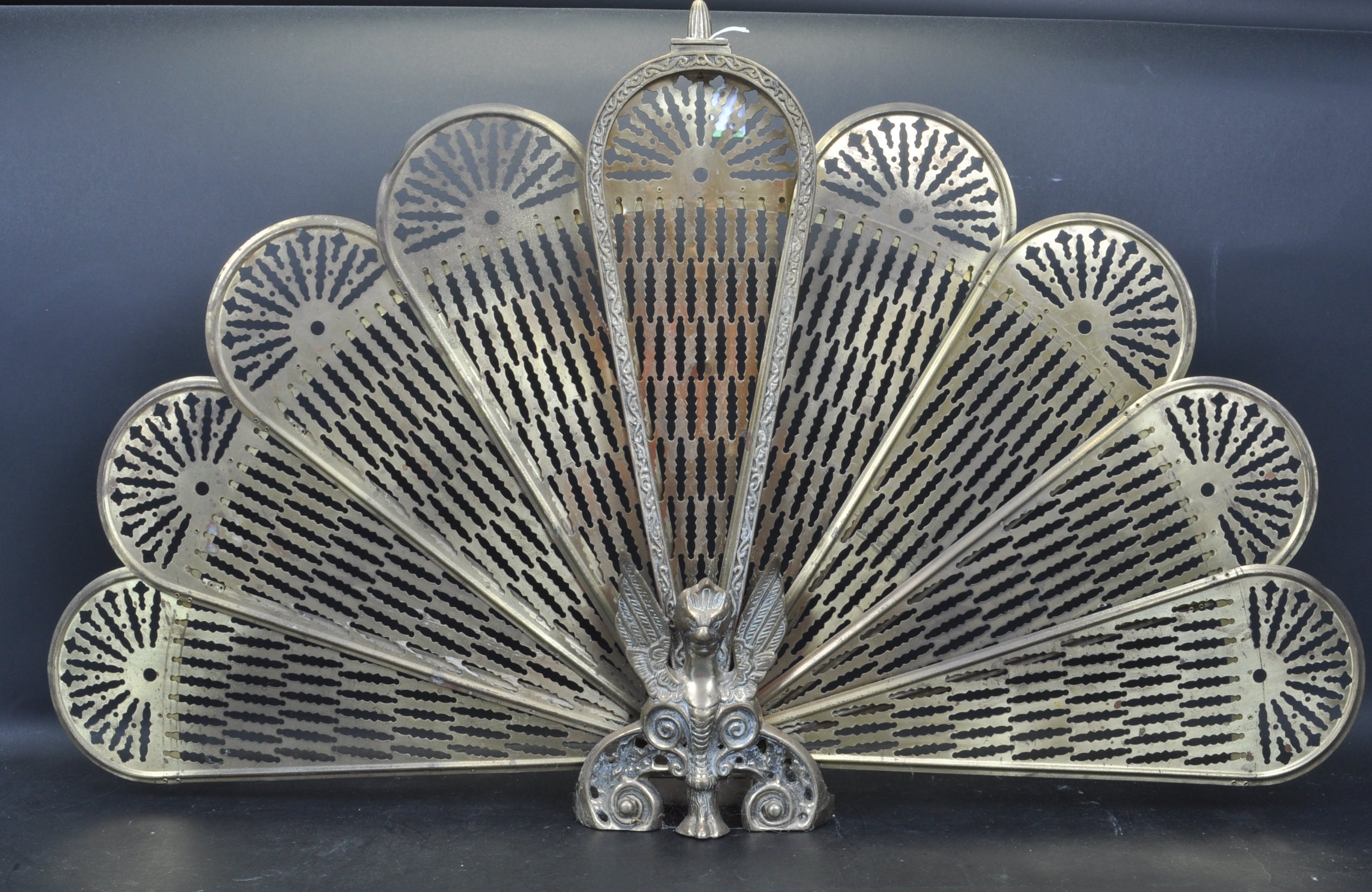 20TH CENTURY BRASS PEACOCK FIRE SCREEN