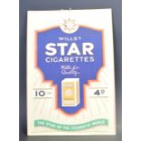 1930’S HABERDASHERY SHOP ADVERTISING SIGN FOR WILLS’S STAR CIGARETTES