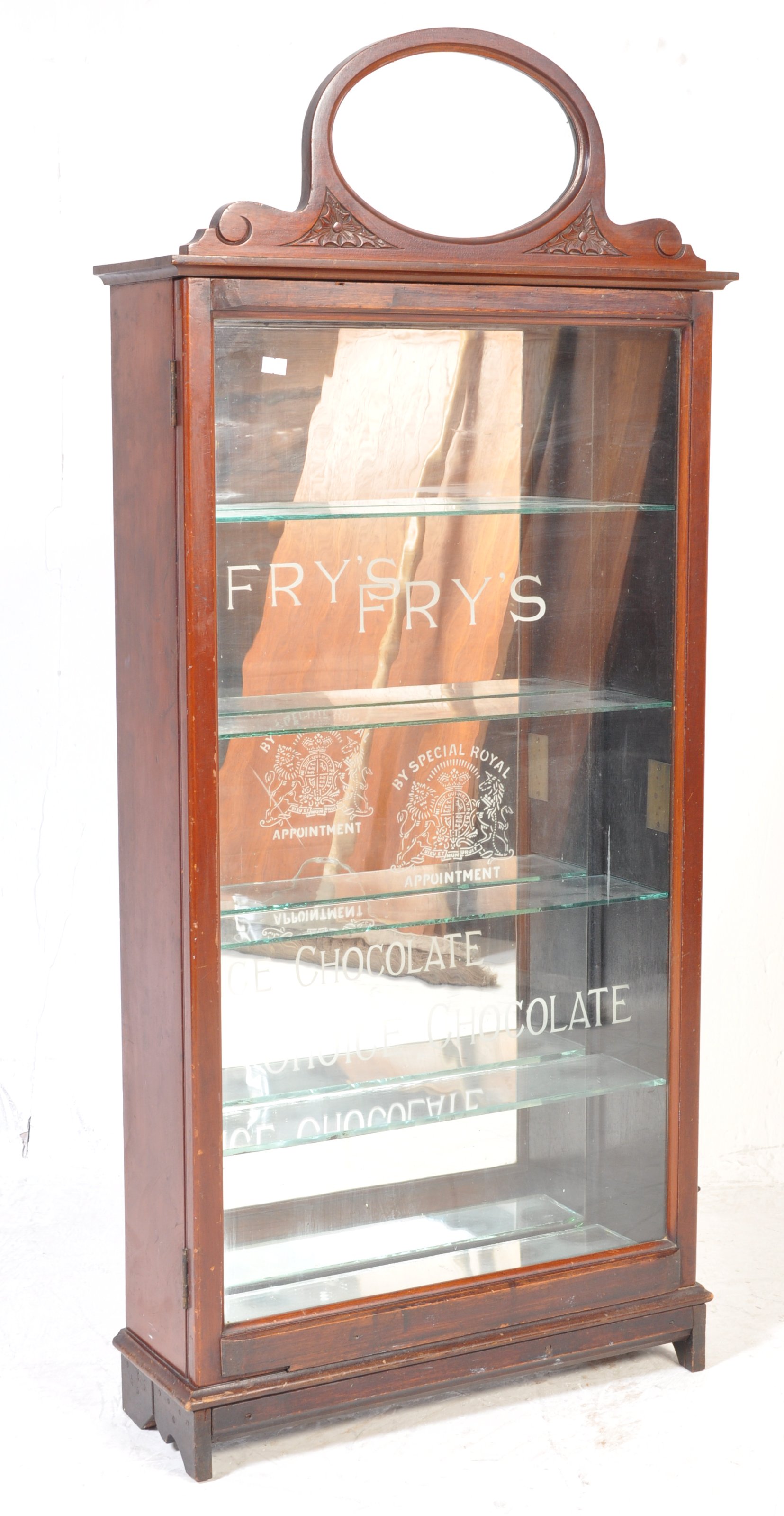 FRY'S CHOICE CHOCOLATE MAHOGANY SHOP DISPLAY CABINET