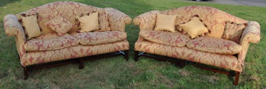 PAIR OF GEORGE III STYLE CAMEL BACK SOFA