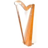 EARLY 20TH CENTURY MAHOGANY INLAID HARP MUSICAL INSTRUMENT