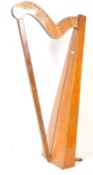 EARLY 20TH CENTURY MAHOGANY INLAID HARP MUSICAL INSTRUMENT