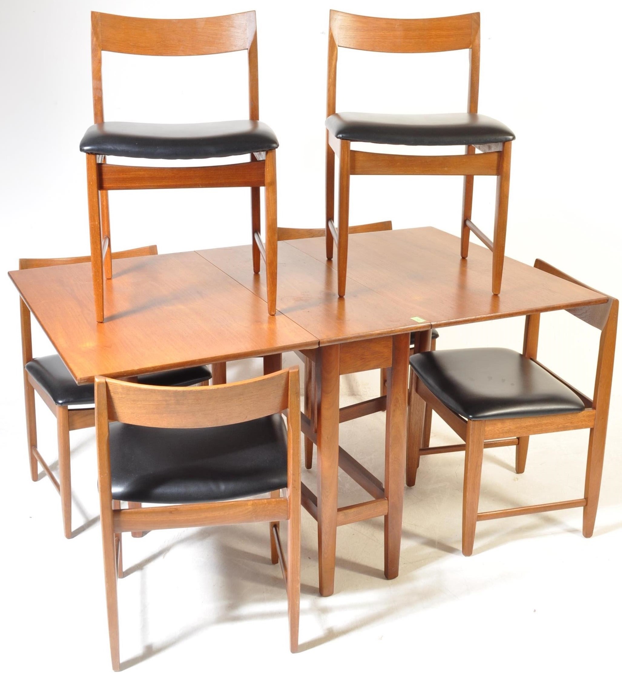 1960’S DANISH INSPIRED TEAK DROP LEAF DINING TABLE & CHAIRS - Image 2 of 7