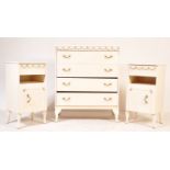 LOUIS 16TH REVIVAL BEDSIDE CABINETS & CHEST OF DRAWERS