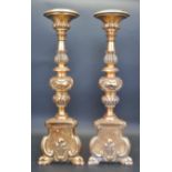 18TH CENTURY STYLE GILT ALTAR CANDLESTICKS