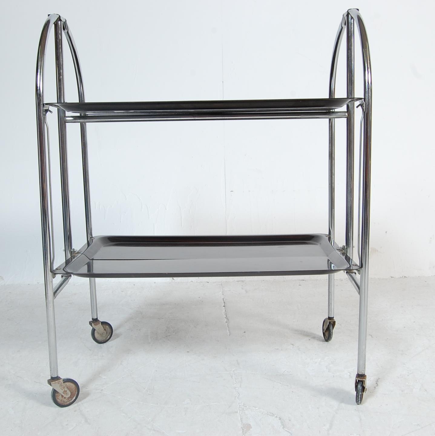 1960S RETRO VINTAGE CHROME METAL FOLDING TROLLEY