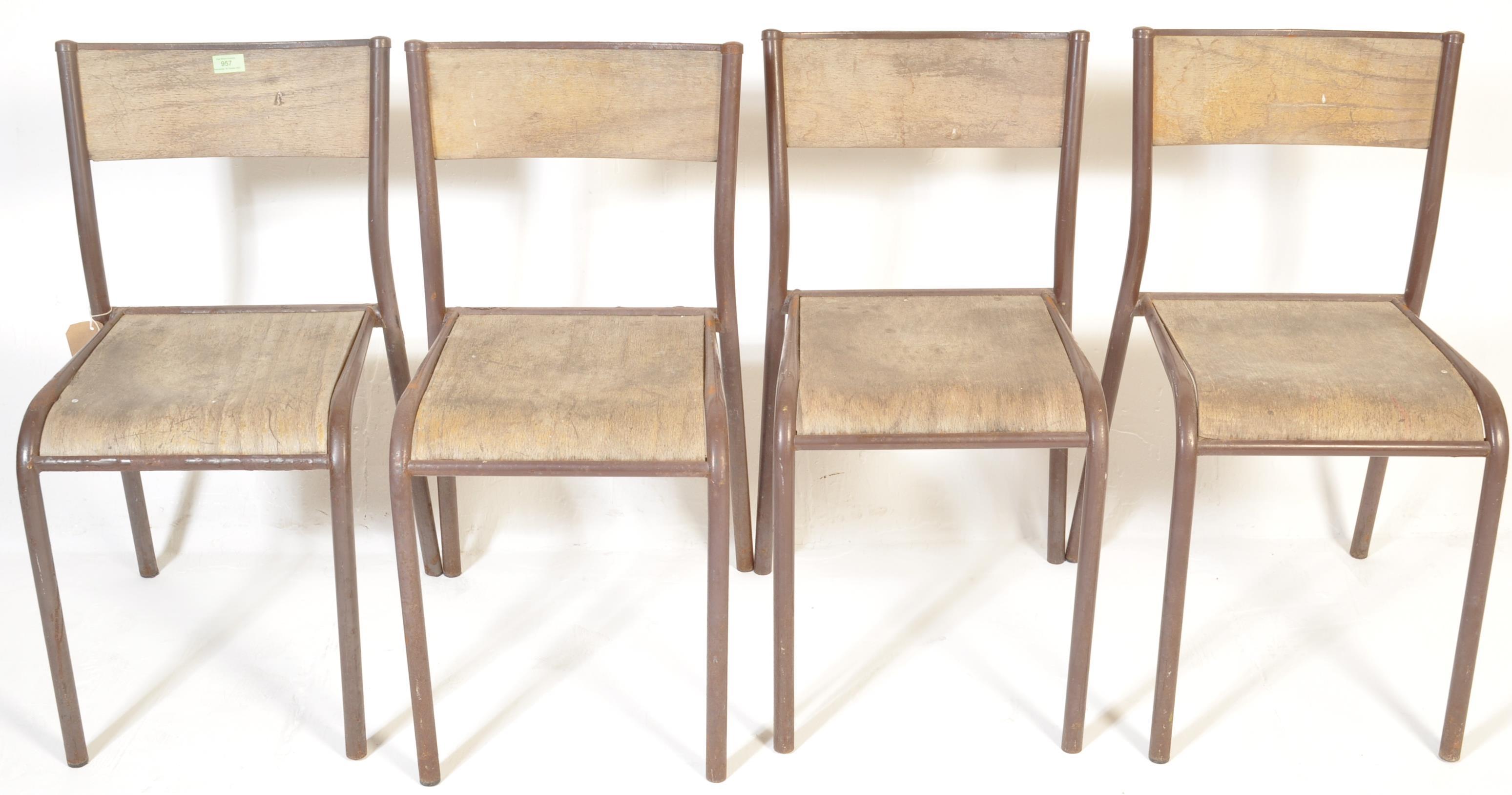 MID 20TH CENTURY FRENCH TUBULAR METAL STACKING CHAIRS - Image 2 of 6