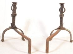 TWO LARGE CAST IRON FRENCH FIRE SIDE DOGS - ANDIRONS