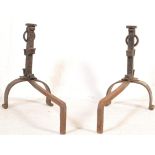 TWO LARGE CAST IRON FRENCH FIRE SIDE DOGS - ANDIRONS