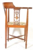 CHIPPENDALE REVIVAL EDWARDIAN INLAID MAHOGANY CORNER CHAIR