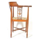 CHIPPENDALE REVIVAL EDWARDIAN INLAID MAHOGANY CORNER CHAIR