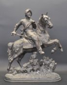 EARLY 20TH CENTURY SPELTER STATUE OF A SOLDIER ON A HORSE