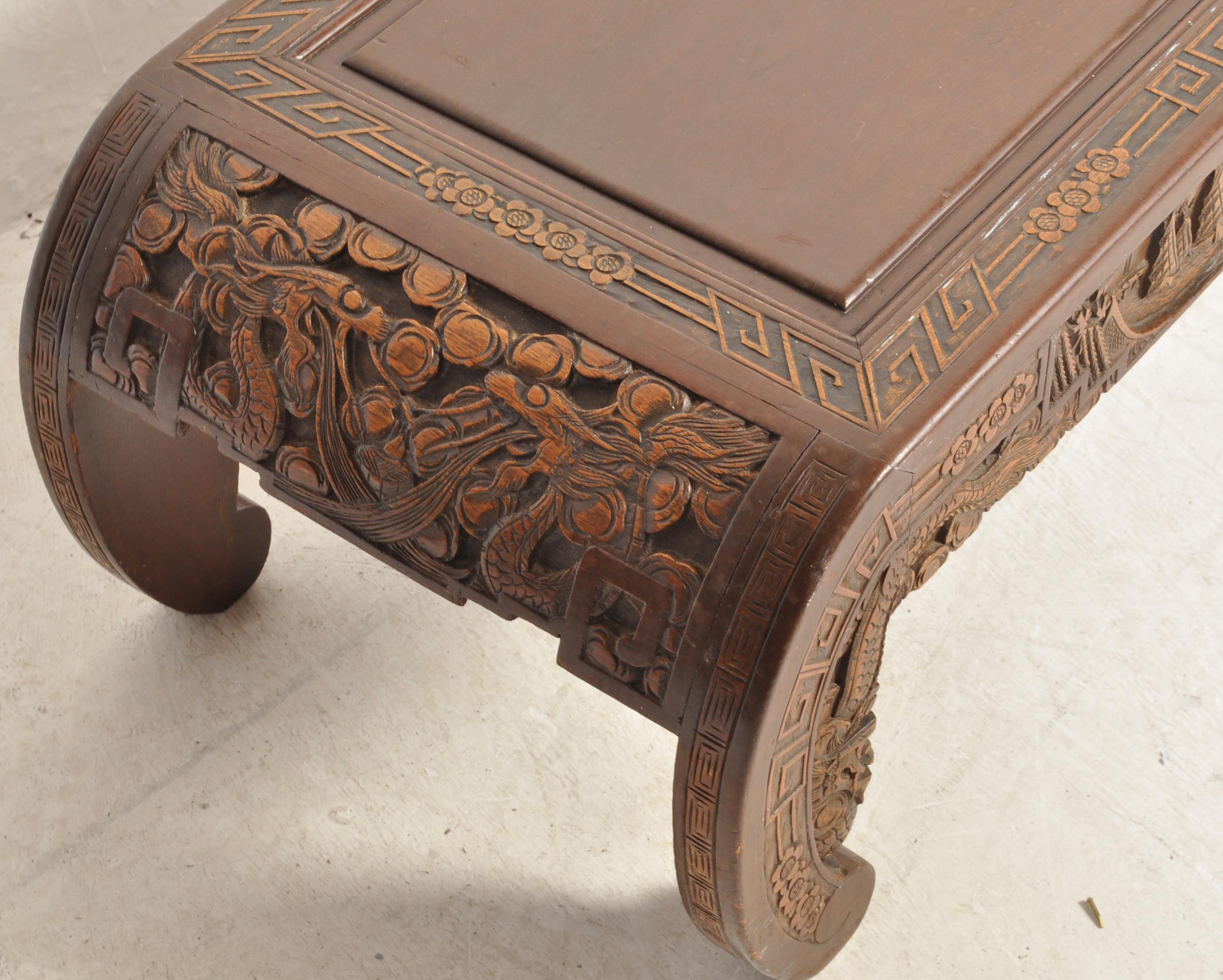 CHINESE ORIENTAL CARVED HARDWOOD OPIUM COFFEE TABLE - Image 3 of 5