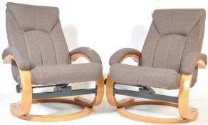 PAIR OF CONTEMPORARY RECLINING ARMCHAIRS