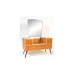 MID CENTURY TEAK WOOD VENEER DRESSING TABLE CHEST