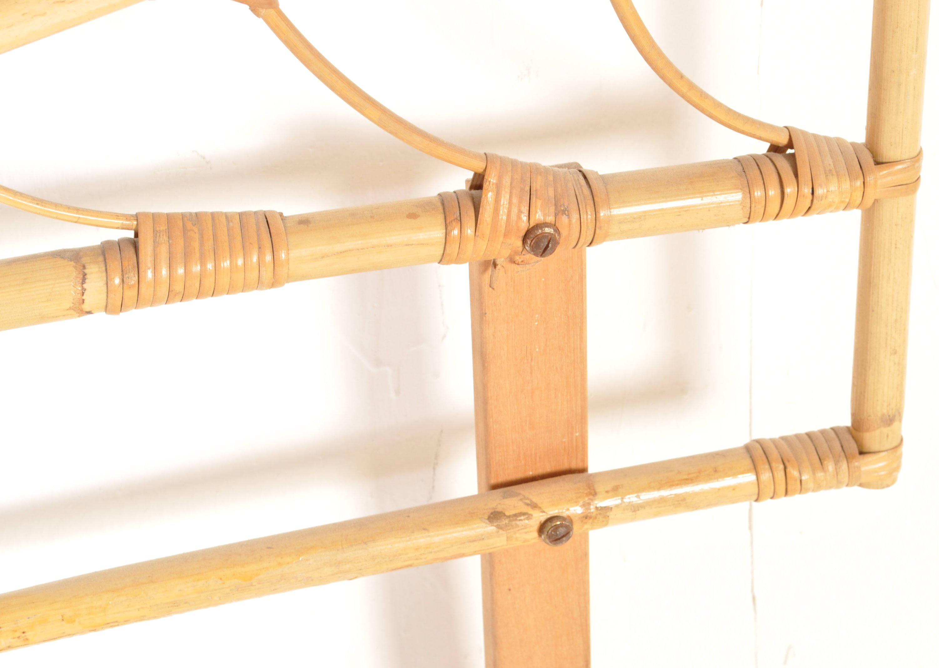 A mid-century retro bamboo headboard. The headboard of bamboo and rattan weave construction being of - Image 5 of 6