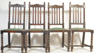 FOUR 1930’S OAK BARLEY TWIST DINING CHAIRS