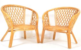 TWO VINTAGE LATE 20TH CENTURY BAMBOO ARM CHAIRS