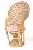 1950’S WICKER AND CANE PEACOCK CHAIR