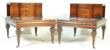 VICTORIAN REVIVAL MAHOGANY & LEATHER TOP SIDE TABLES