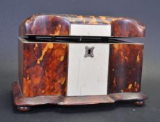 REGENCY EARLY 19TH CENTURY TORTOISESHELL AND IVORY TEA CADDY