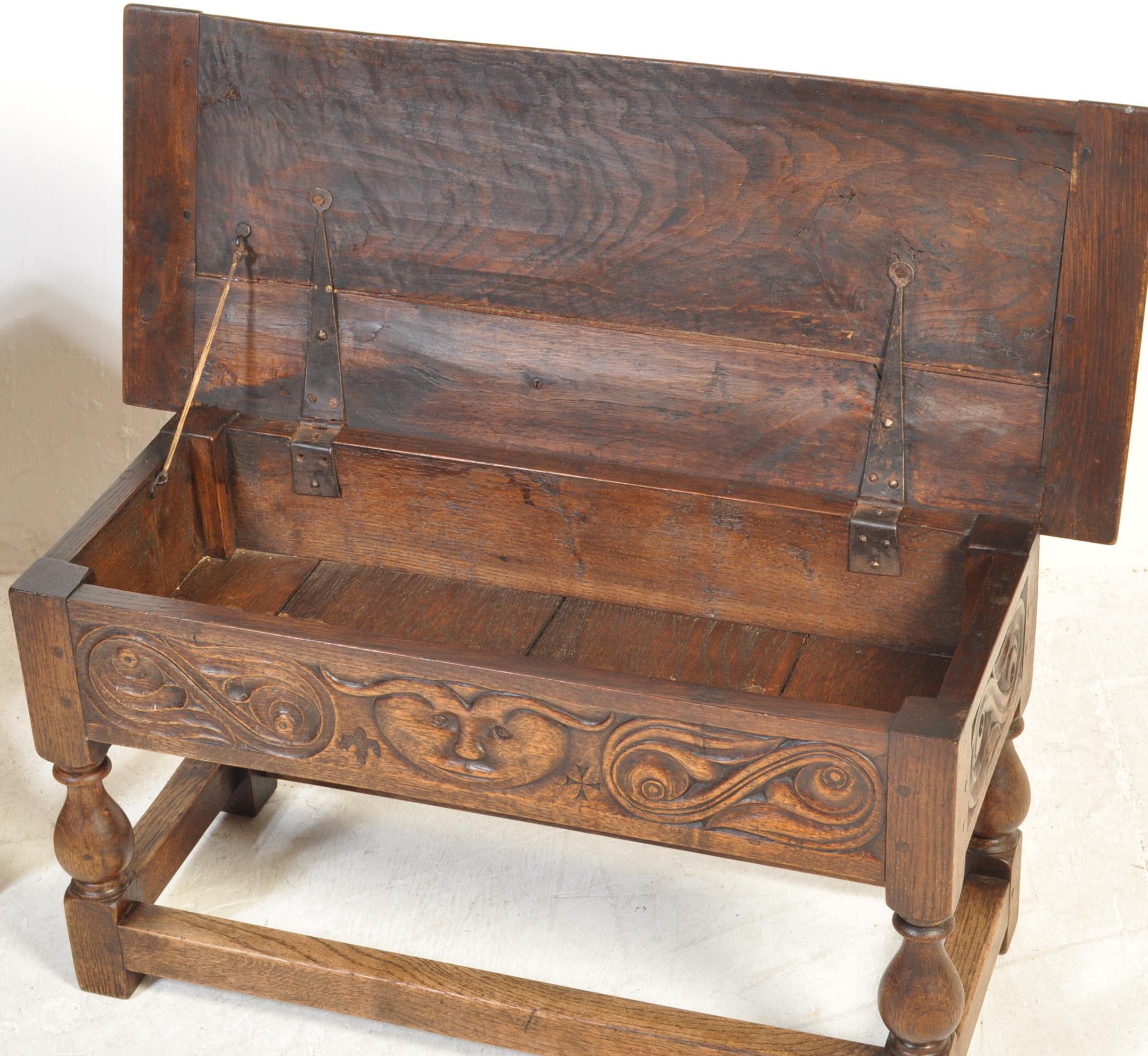 17TH CENTURY STYLE COFFER / BIBLE BOX ON STAND TOGETHER WITH A NEST OF TABLES - Image 6 of 6