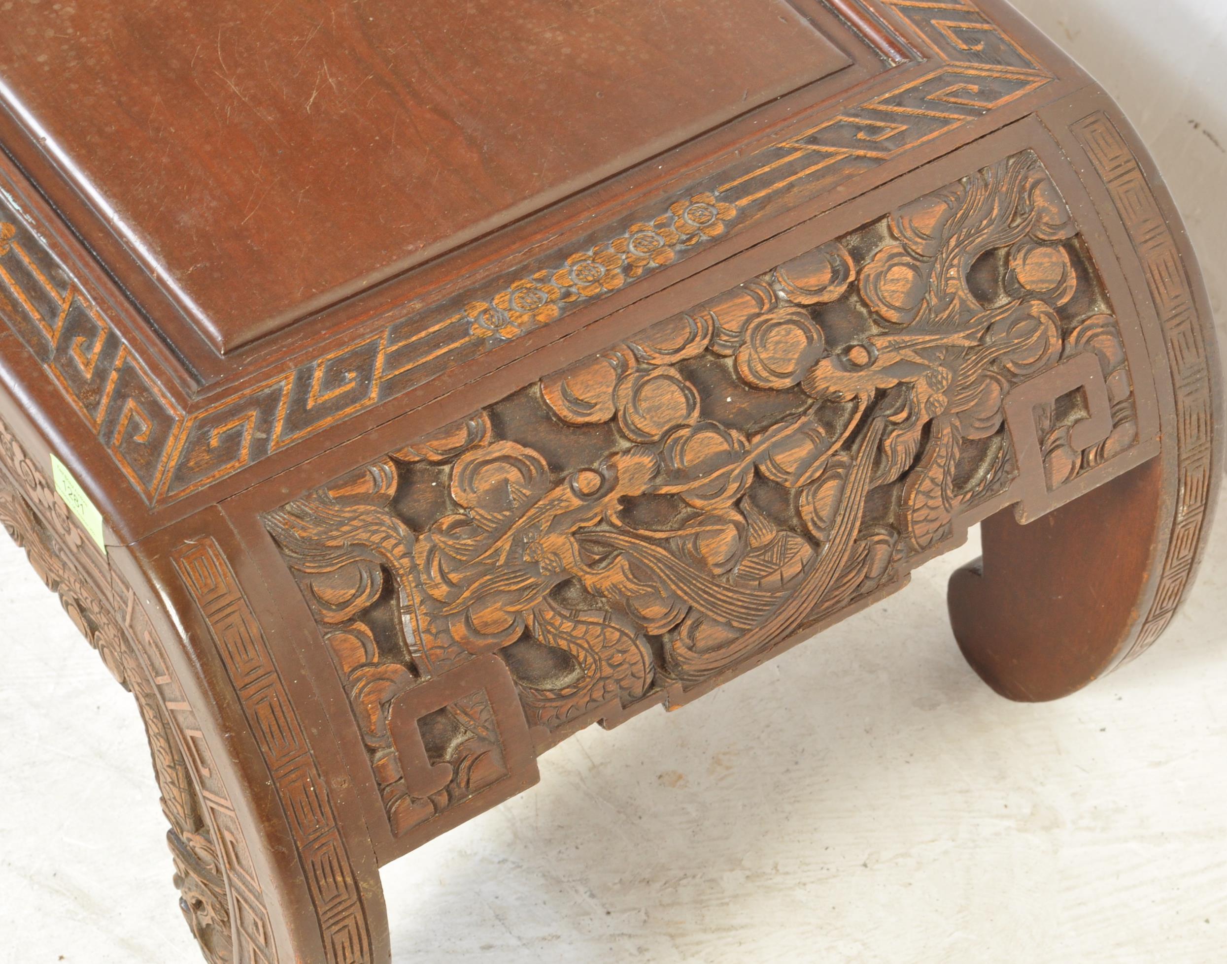 CHINESE ORIENTAL CARVED HARDWOOD OPIUM COFFEE TABLE - Image 5 of 5