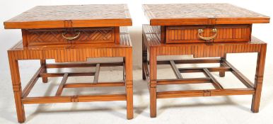 PAIR OF CHINESE BAMBOO STYLE SIDE TABLES