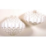 GRADUATING PAIR OF RETRO HANGING PLASTIC CEILING LIGHT SHADES