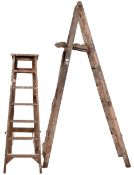 RETRO VINTAGE MID 20TH CENTURY PAINTED WOODEN LADDERS