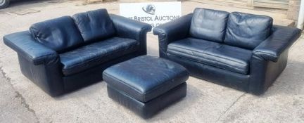 LIGNE ROSET -ITALIAN RETRO THREE PIECE LEATHER SOFA SUITE