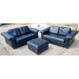 LIGNE ROSET -ITALIAN RETRO THREE PIECE LEATHER SOFA SUITE