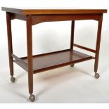 MID CENTURY 1960'S TEAK TWO TIER DRINKS TROLLEY / GAMES TABLE