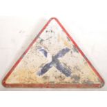 VINTAGE FRENCH CAST IRON WARNING ROAD SIGN