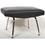 CONTEMPORARY LEATHER AND CHROME FOOTSTOOL OTTOMAN