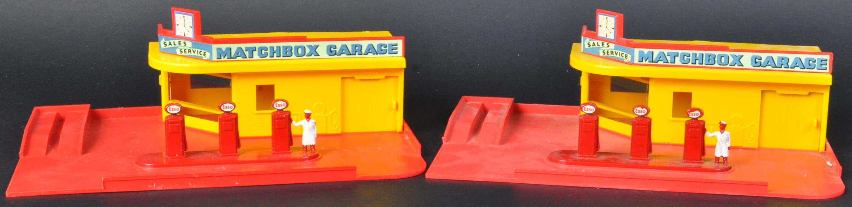 TWO ORIGINAL VINTAGE LESNEY MADE MATCHBOX GARAGES