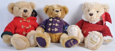 COLLECTION OF X3 ASSORTED HARRODS SOFT TOY TEDDY BEARS