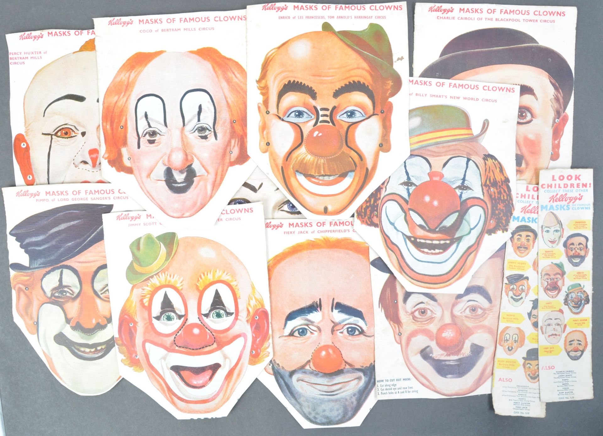 CLOWNS - SCARCE SET OF X10 KELLOGG'S CORNFLAKES CLOWN MASKS - Image 8 of 8