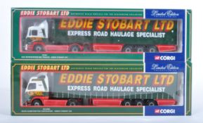 TWO ORIGINAL CORGI EDDIE STOBART DIECAST MODEL TRUCKS