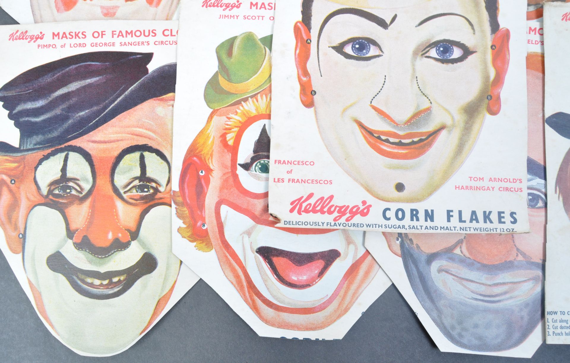 CLOWNS - SCARCE SET OF X10 KELLOGG'S CORNFLAKES CLOWN MASKS - Image 3 of 8