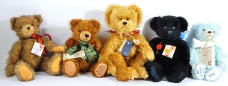 COLLECTION OF X5 HERMANN SOFT TOY TEDDY BEARS