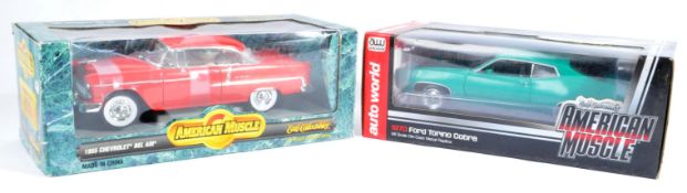 TWO ERTL 1/18 SCALE AMERICAN MUSCLE DIECAST MODEL CARS