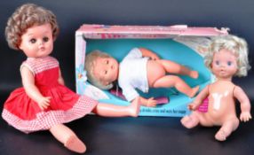 COLLECTION OF X3 VINTAGE DOLLS INCLUDING TINY TEARS