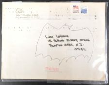 BATMAN - BOB KANE (1915-1998) - AUTOGRAPHED & SKETCHED ENVELOPE