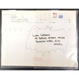 BATMAN - BOB KANE (1915-1998) - AUTOGRAPHED & SKETCHED ENVELOPE