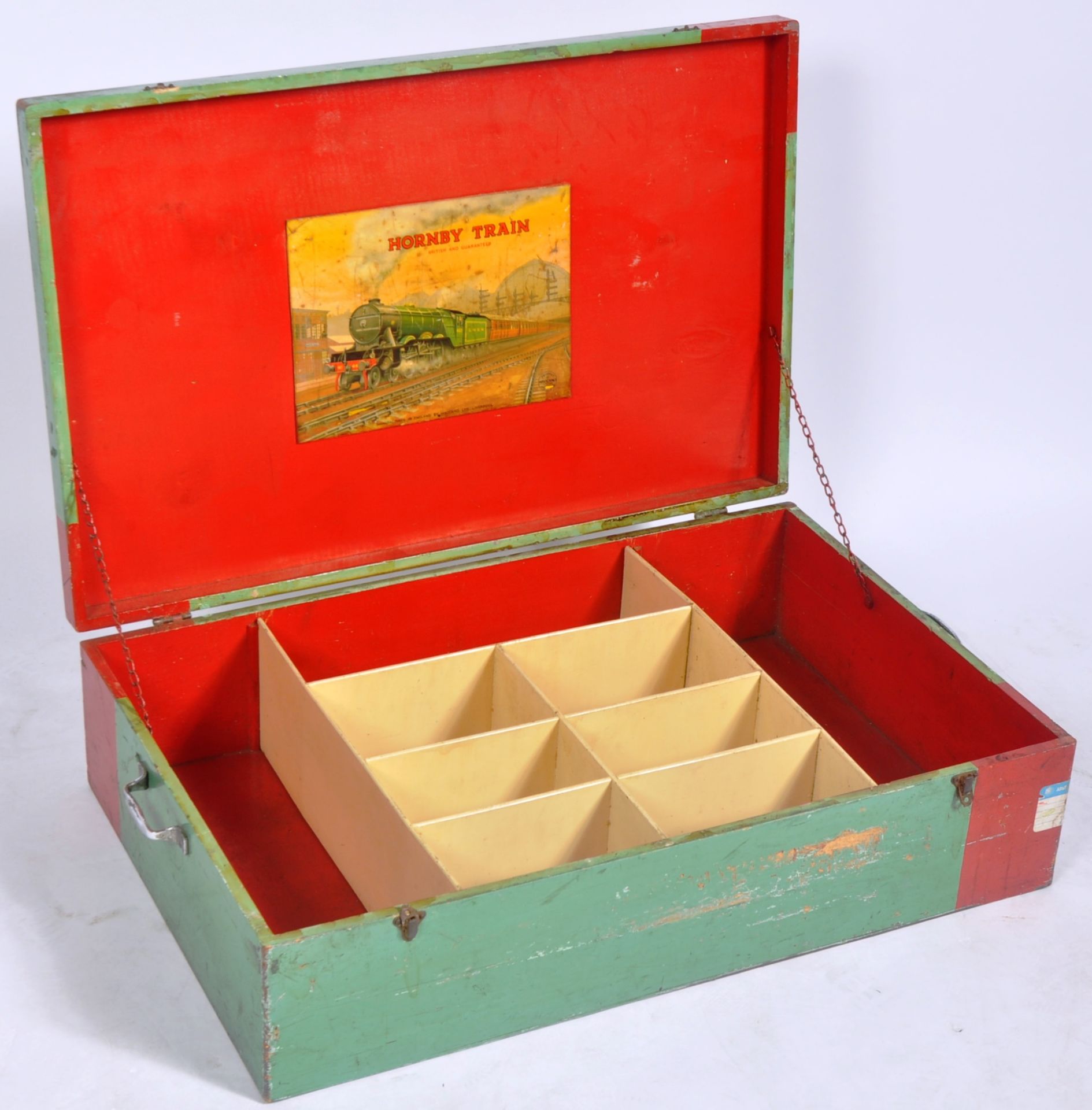 VINTAGE 1930S LARGE HORNBY TRAINS WOODEN BOX - Image 2 of 6