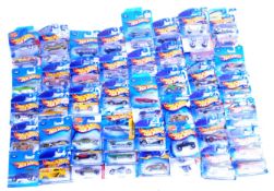 A large collection of approximately x50 carded Mattel made Hot Wheels diecast model cars to include;