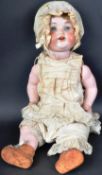 EARLY 20TH CENTURY GERMAN BISQUE HEADED DOLL